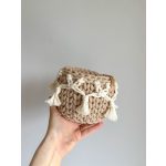 Horgolt kosár makraméval - S méret