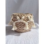 Horgolt kosár makraméval - S méret