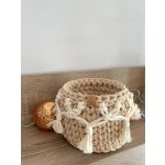 Horgolt kosár makraméval - S méret