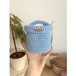 Akasztós horgolt kosár - Babakék