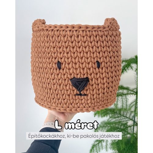 Horgolt macis kosár - Karamell - L méret