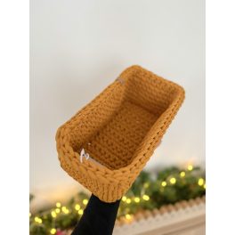 Horgolt pelenkatartó kosár - Mustár
